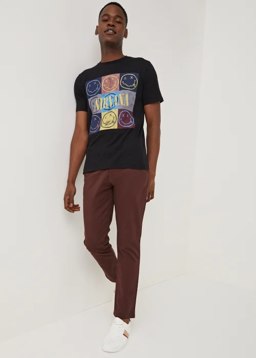 Burgundy Straight Fit Stretch Chinos - 30 Waist Regular Image 1