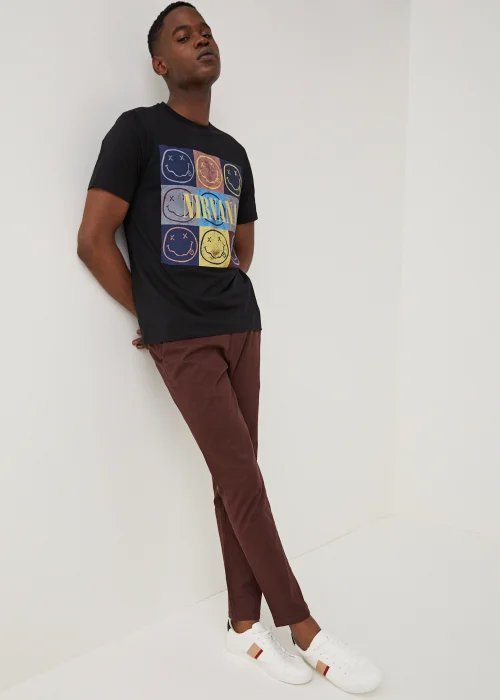 Burgundy Straight Fit Stretch Chinos - 30 Waist Regular Image 3