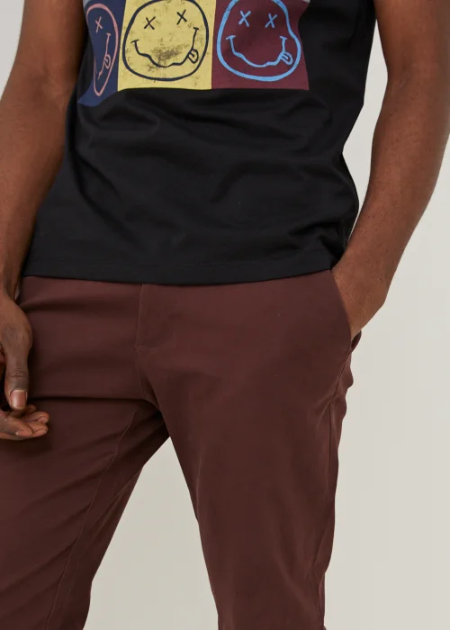 Burgundy Straight Fit Stretch Chinos - 30 Waist Regular Image 4