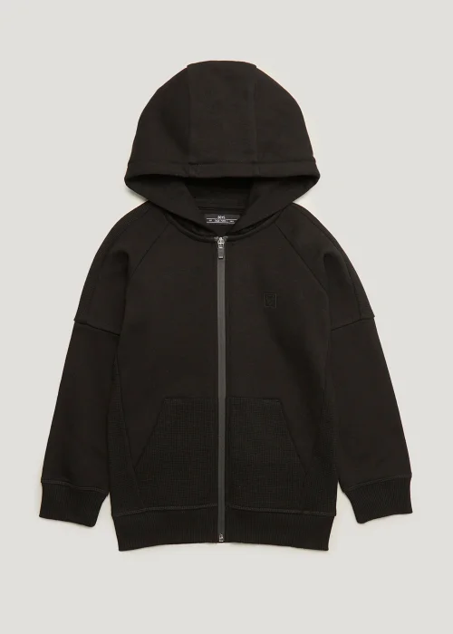 Boys Black Waffle Zip Up Hoodie (4-15yrs) - 4 Yrs Image 1