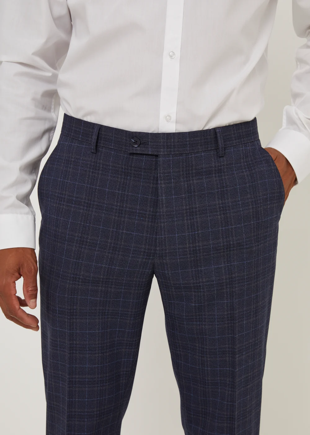 Taylor & Wright Hobbes Navy Check Slim Fit Suit Trousers - 32 Waist 29 Leg Image 3