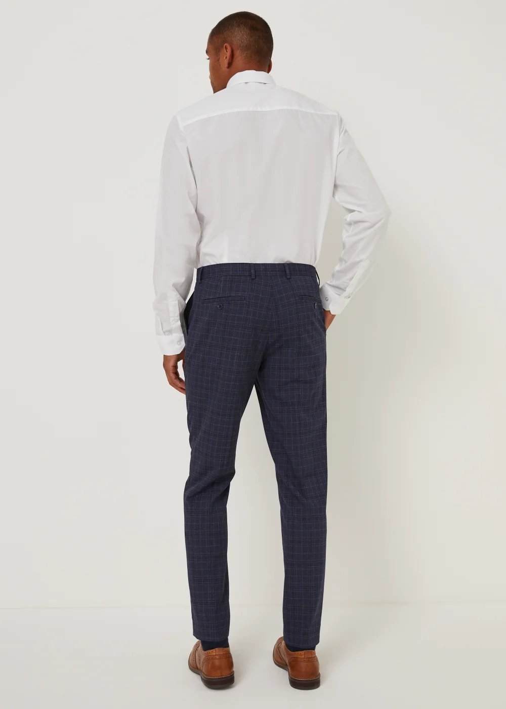 Taylor & Wright Hobbes Navy Check Slim Fit Suit Trousers - 32 Waist 29 Leg Image 5