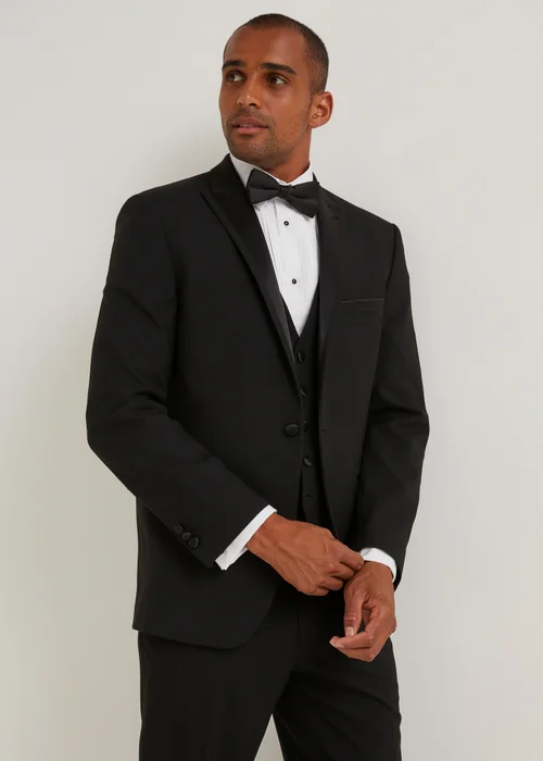 Taylor & Wright Black Tailored Fit Dinner Suit Jacket - 38 Chest Long Image 3