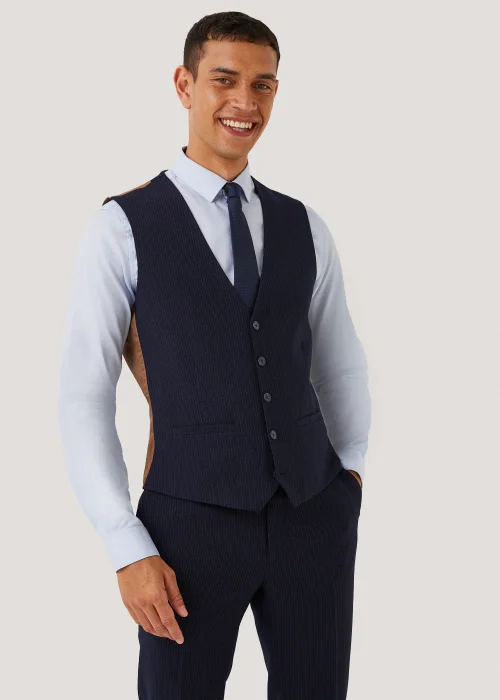 Taylor & Wright Milne Navy Skinny Fit Suit Waistcoat - Small Image 1