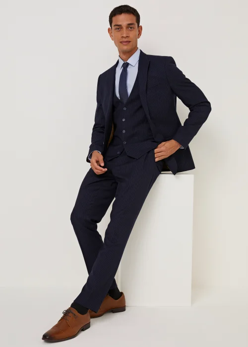 Taylor & Wright Milne Navy Skinny Fit Suit Waistcoat - Small Image 3