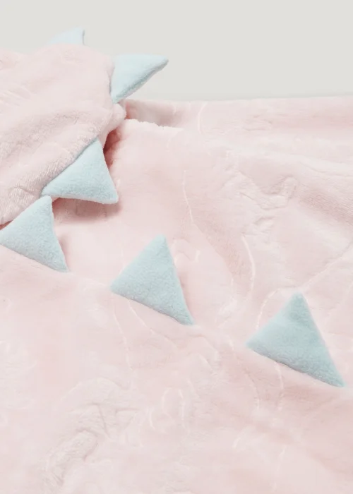 Girls Pink Embossed Dinosaur Velour Onesie (9mths-5yrs) - Age 9 - 12 Months Image 2