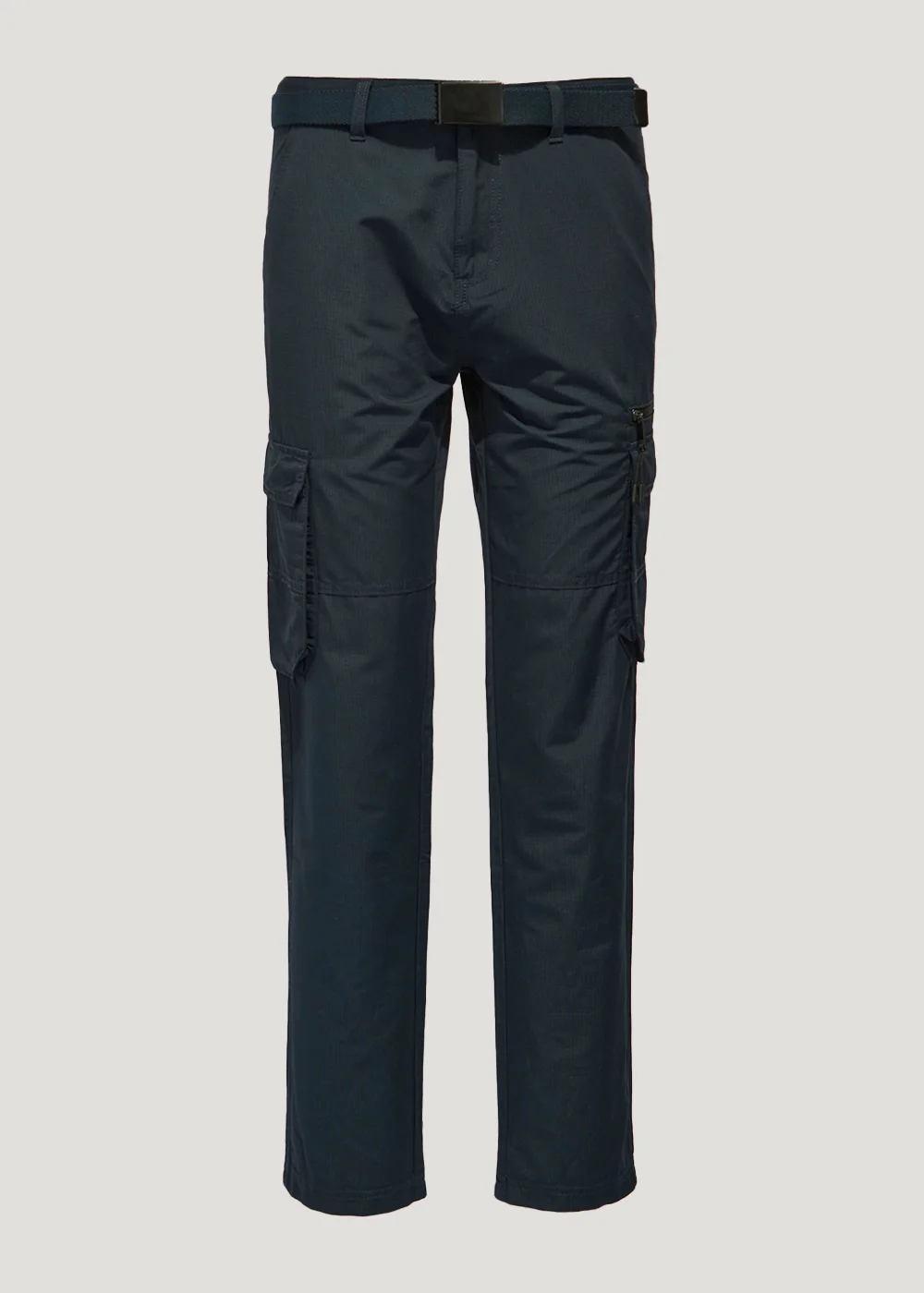 Navy Belted Straight Fit Utility Cargo Trousers - 30 Waist Regular Image 1