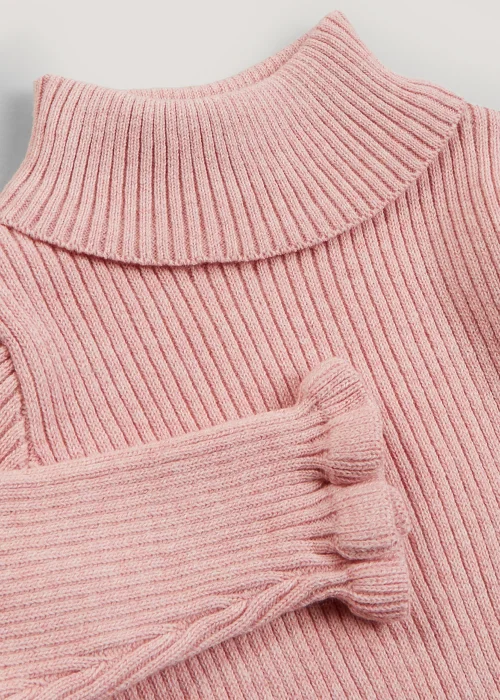 Girls Pink Roll Neck Jumper (9mths-6yrs) - Age 9 - 12 Months Image 2