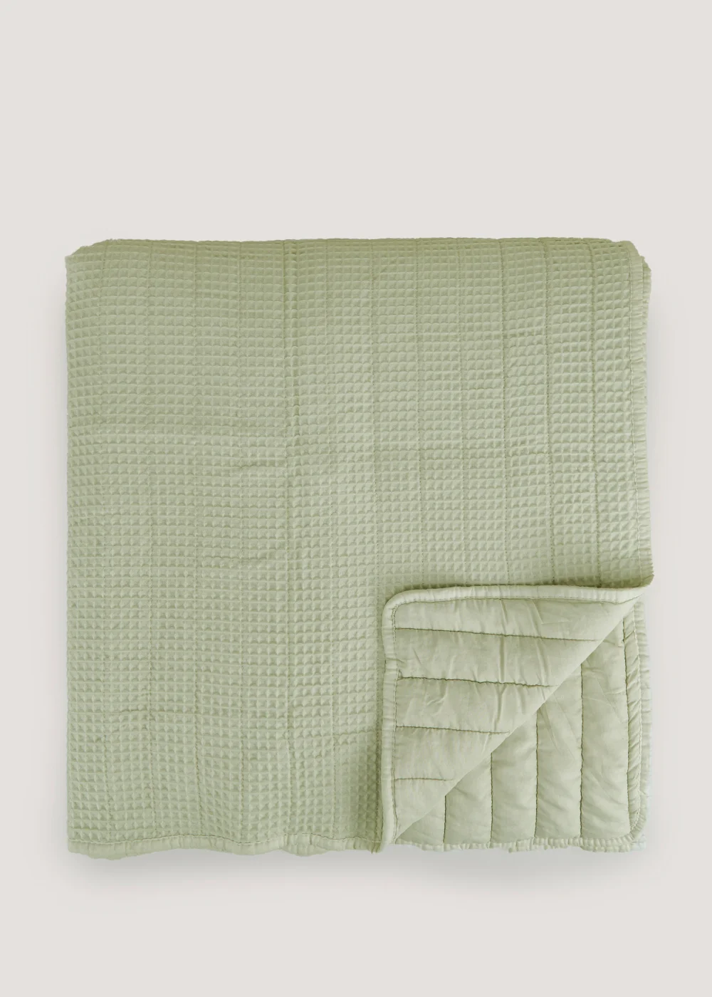 Green Ribbed Waffle Bedspread (220cm x 220cm) Image 1