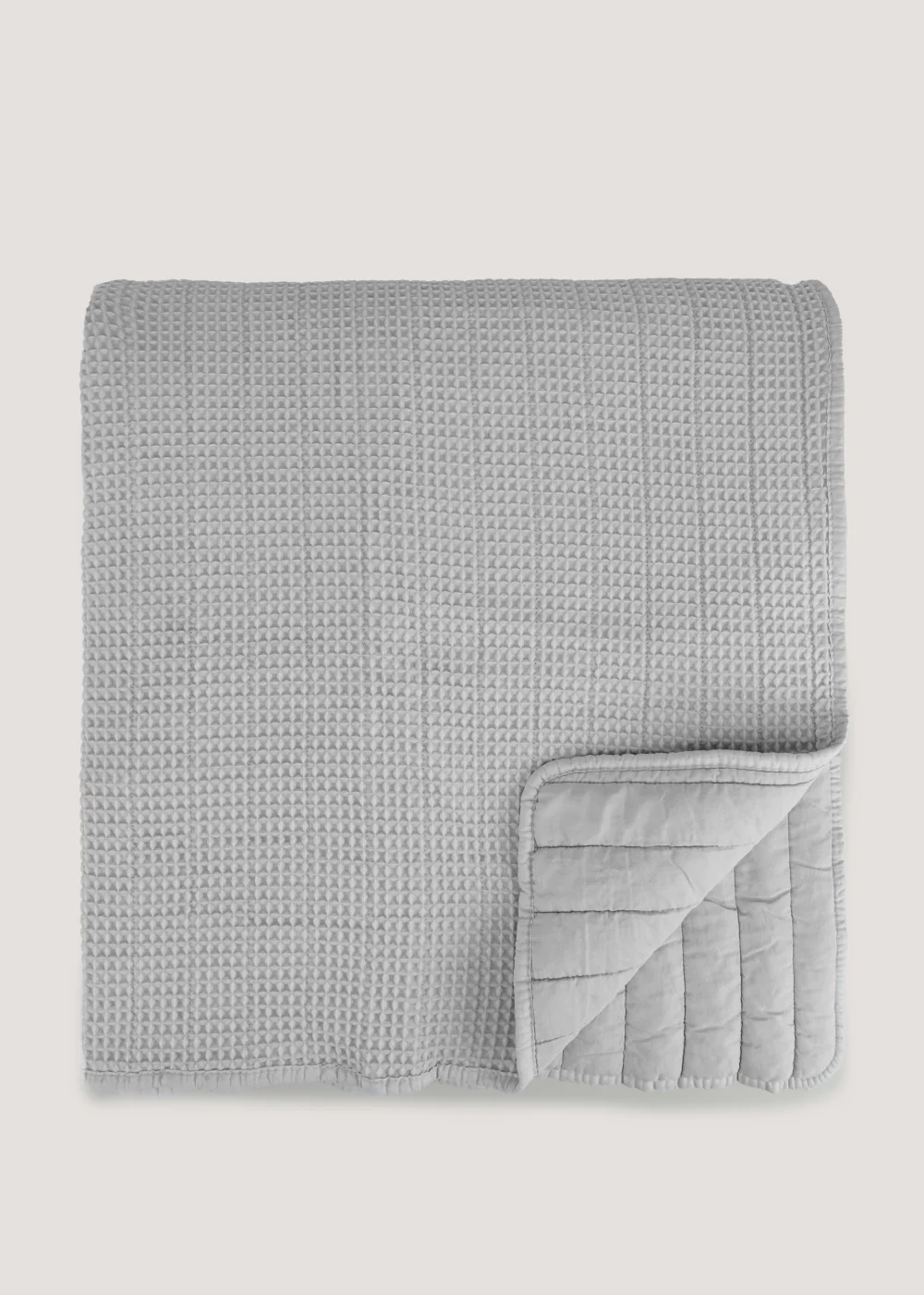 Grey Ribbed Waffle Bedspread (220cm x 220cm) Image 1