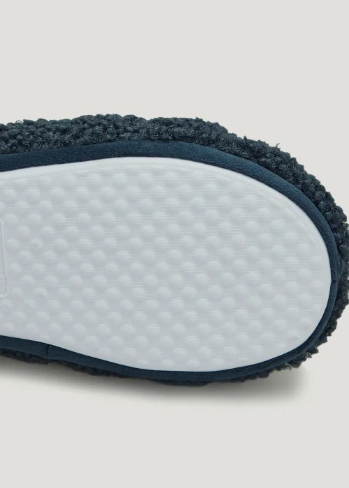 Navy Teddy Fleece Toggle Slippers - Small Image 2