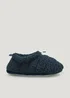 Navy Teddy Fleece Toggle Slippers - Small Image 1