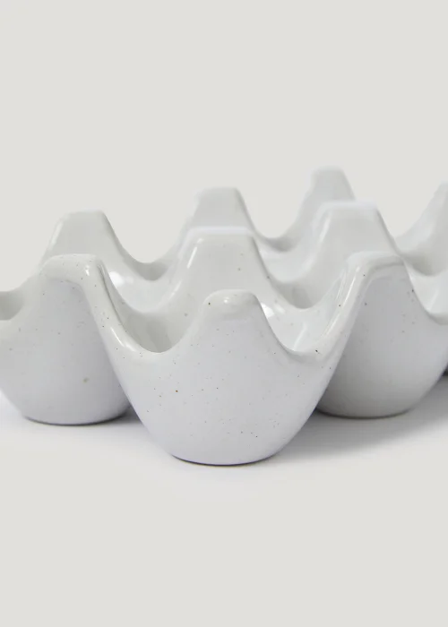 White Speckled Ceramic Egg Holder (10cm x 15.5cm) Image 2