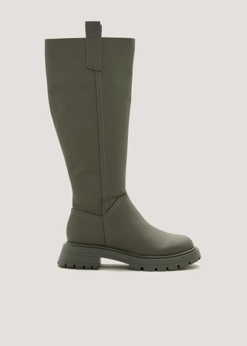 Khaki Chunky Cleated Knee High Boots - Size 3 Image 1