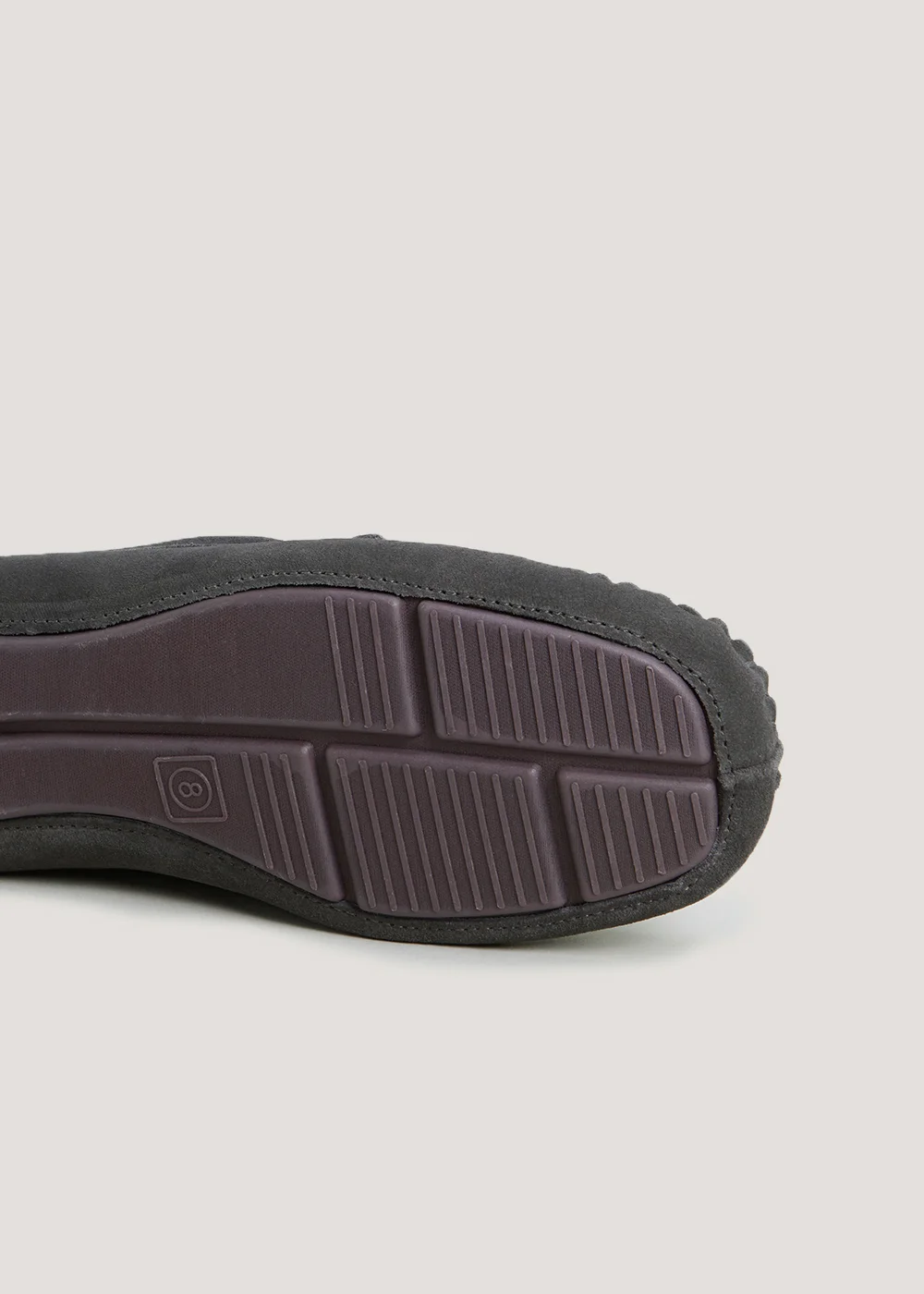 Grey Suede Moccasin Slippers - Size 6 Image 2