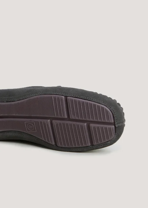 Grey Suede Moccasin Slippers - Size 6 Image 2