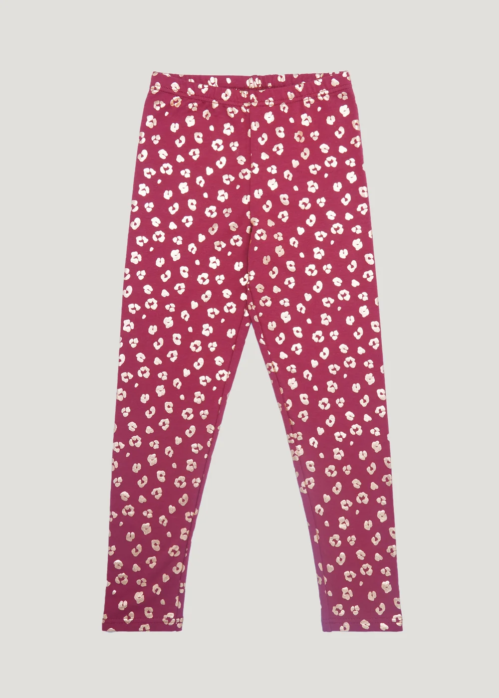 Girls Burgundy Leopard Print Leggings (4-13yrs) - Age 4 Years Image 1