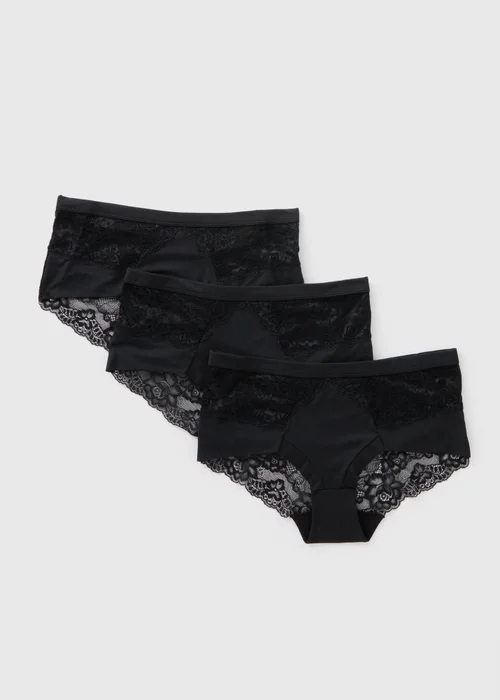 3 Pack Black Lace Midi Knickers - 8 Image 1