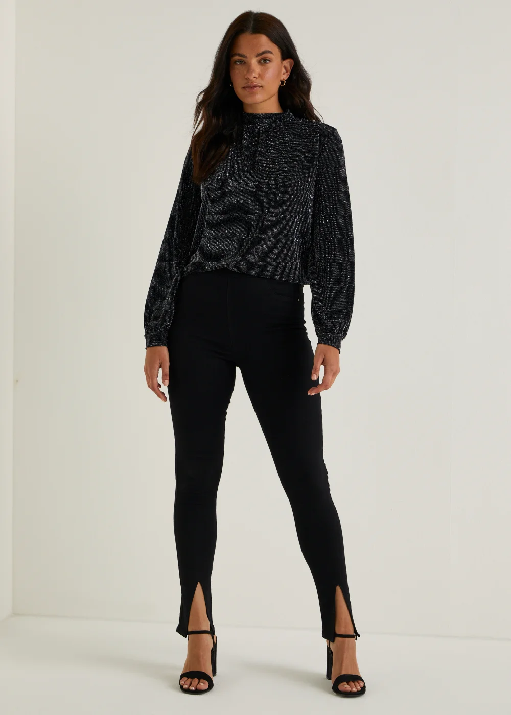 Rosie Black Split Leg Jeggings - Size 08 29 leg Image 1