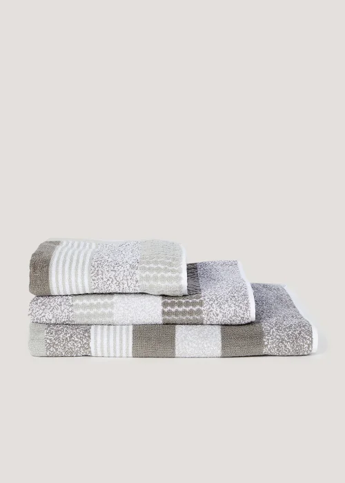 Grey Stripe 100% Cotton Towels - Hand Towel Image 3