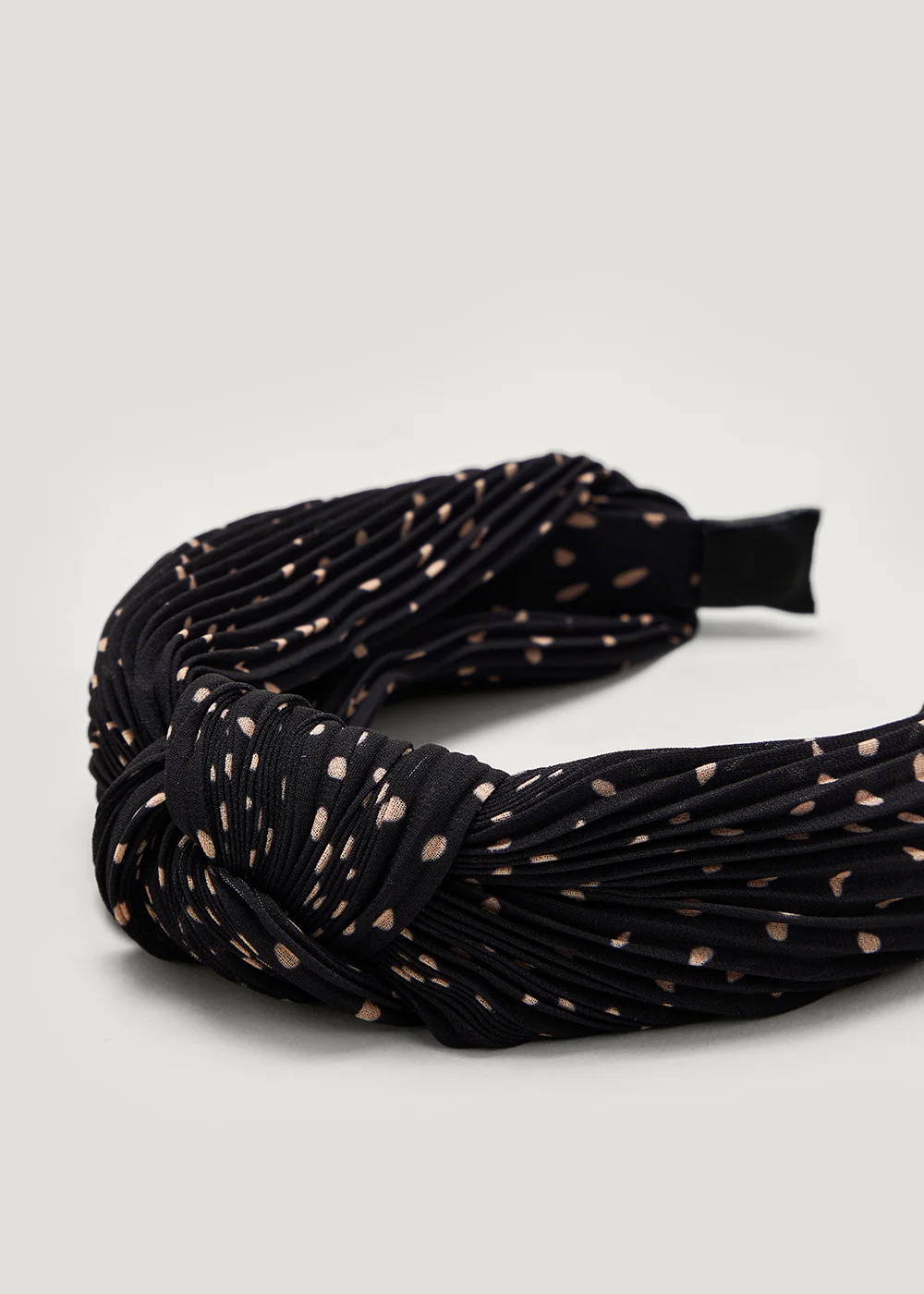 Black Polka Dot Knot Headband - One Size Image 2
