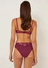 Burgundy Embroidered High Leg Knickers - Size 8 Image 3
