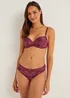 Burgundy Embroidered High Leg Knickers - Size 8 Image 1