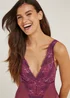 Burgundy Floral Embroidered Bodysuit - Small Image 2