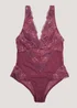 Burgundy Floral Embroidered Bodysuit - Small Image 4