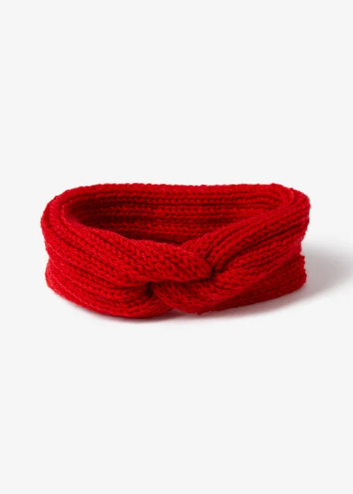 Girls Red School Uniform Knitted Bandeau Headband - One Size Image 1