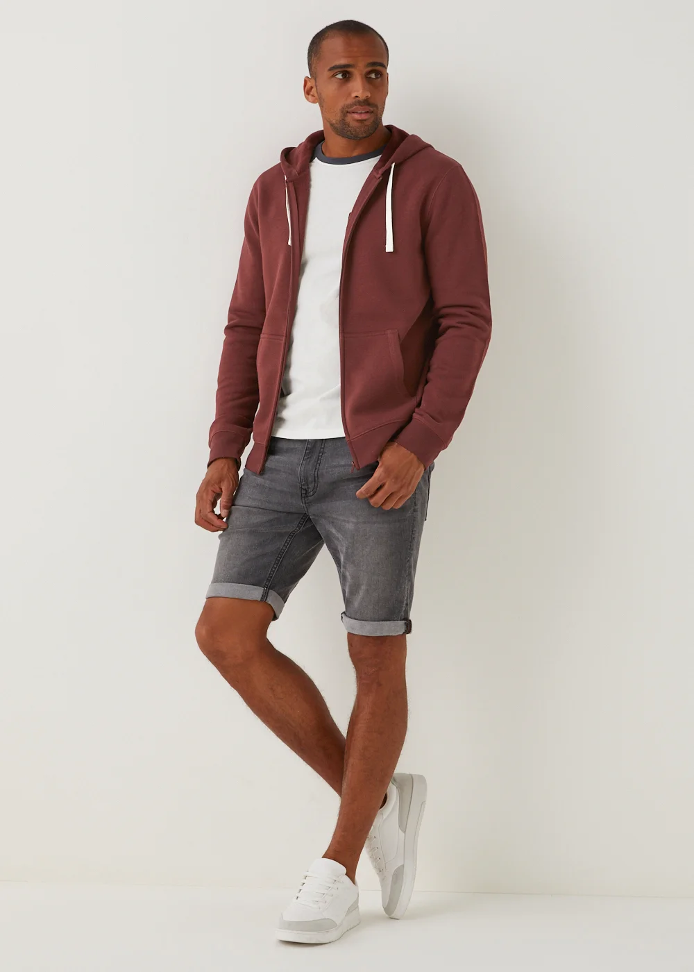 Red Essential Zip Up Hoodie - S Image 5