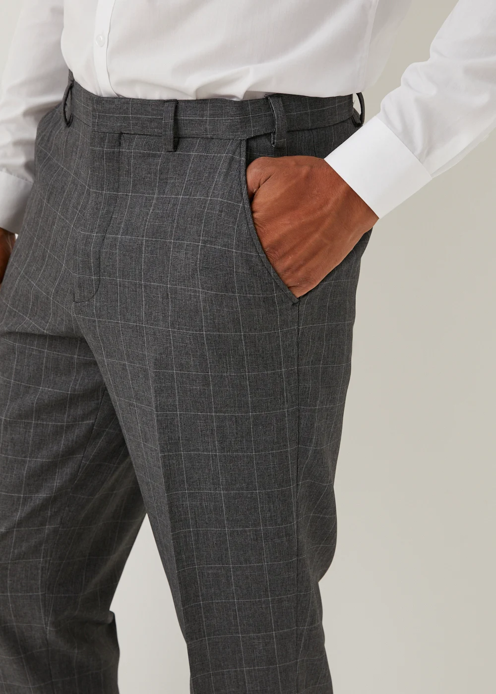 Taylor & Wright Charcoal Check Regular Fit Flexi Waist Trousers - 32 Waist 29 Leg Image 2
