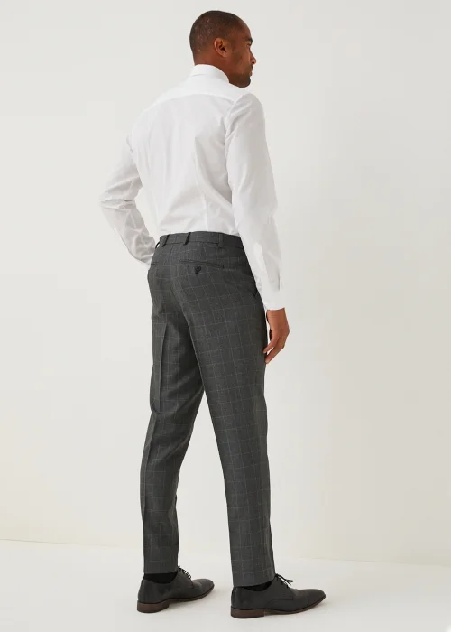 Taylor & Wright Charcoal Check Regular Fit Flexi Waist Trousers - 32 Waist 29 Leg Image 5