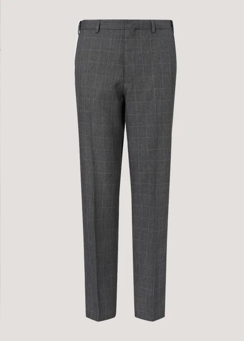 Taylor & Wright Charcoal Check Regular Fit Flexi Waist Trousers - 32 Waist 29 Leg Image 4
