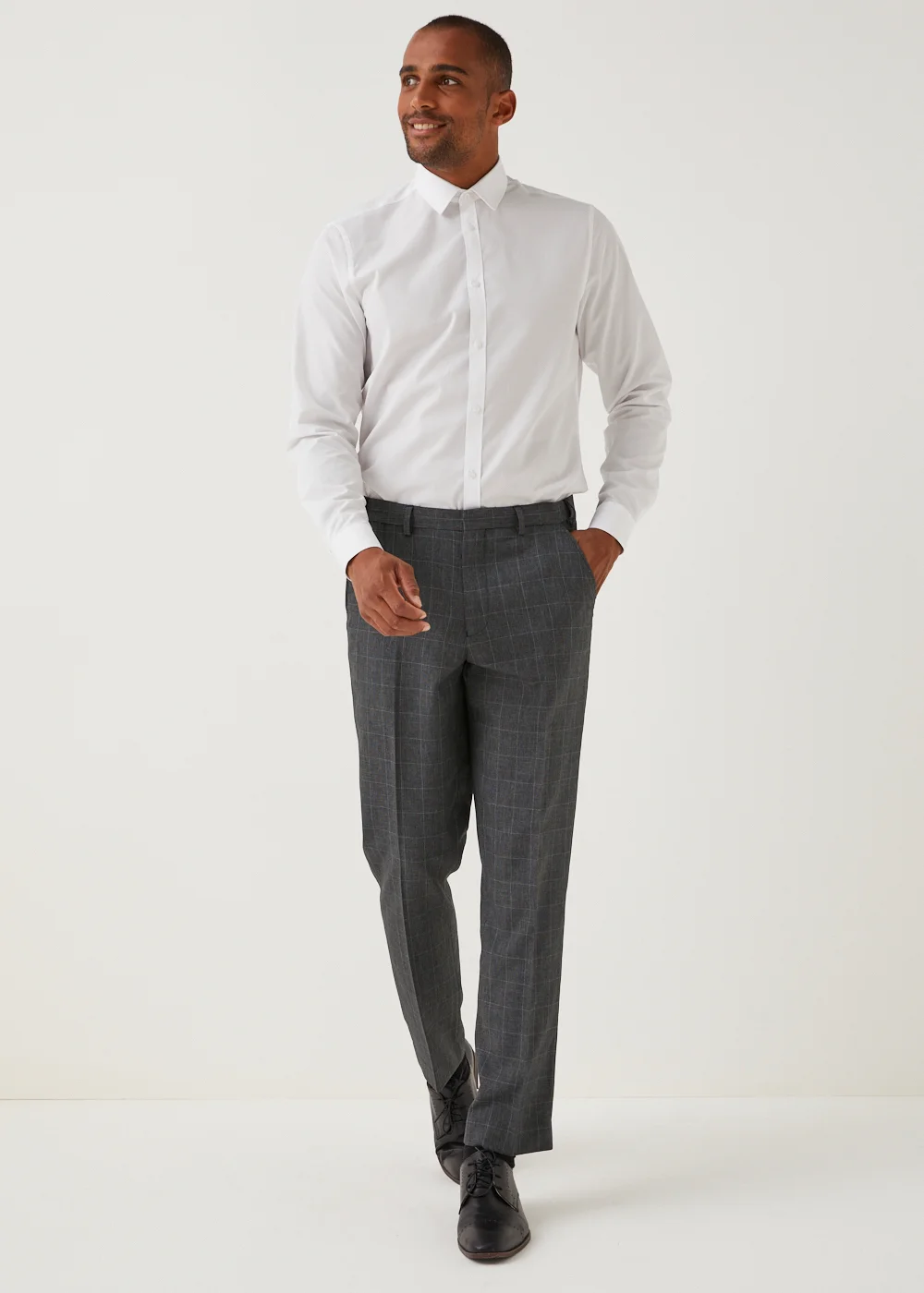Taylor & Wright Charcoal Check Regular Fit Flexi Waist Trousers - 32 Waist 29 Leg Image 3