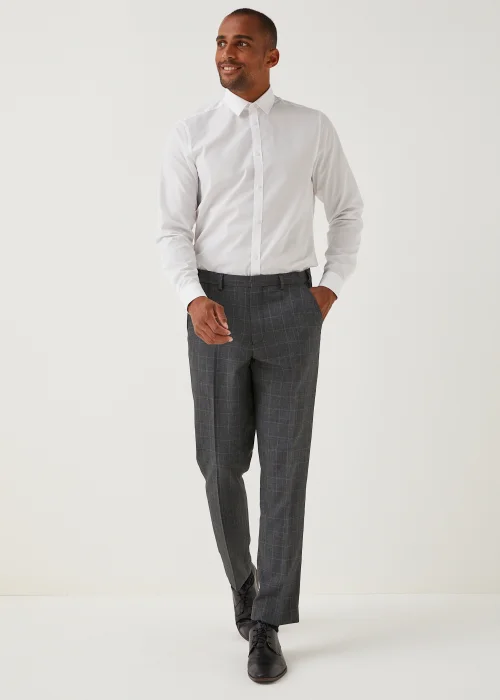 Taylor & Wright Charcoal Check Regular Fit Flexi Waist Trousers - 32 Waist 29 Leg Image 3