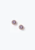 Rose Gold Glass Stone Stud Earrings - One Size Image 1