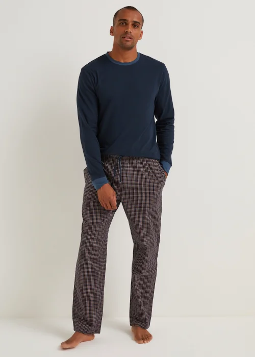 2 Pack Woven Check Pyjama Bottoms - Small Image 2