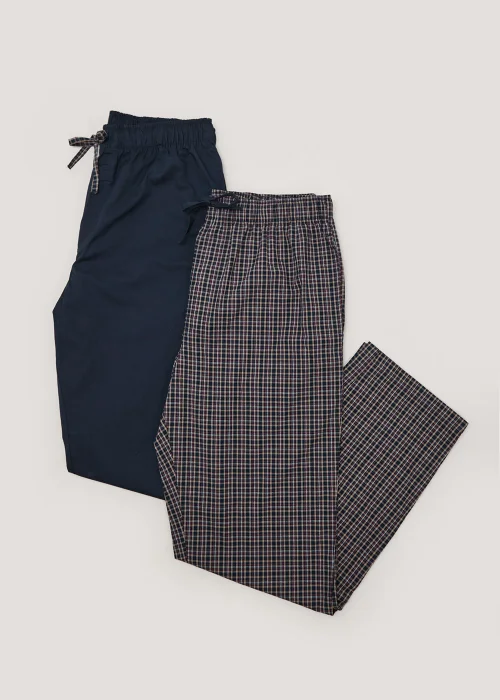 2 Pack Woven Check Pyjama Bottoms - Small Image 1