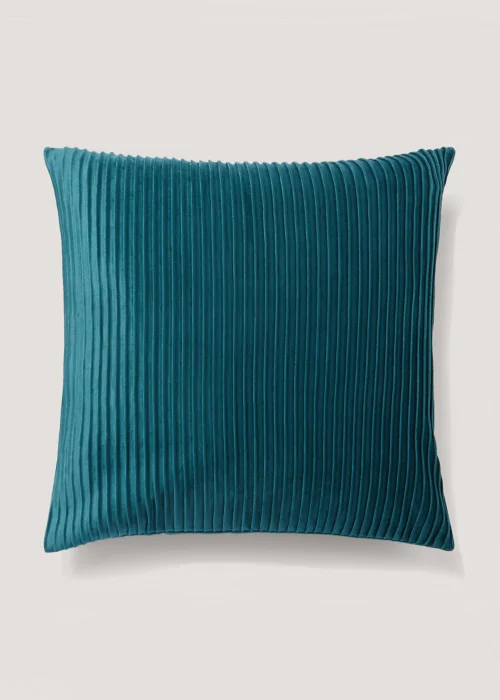 Teal Pleated Velvet Cushion (50cm x 50cm) Image 1