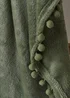 Green Pom Pom Fleece Throw (130cm x 150cm) Image 2