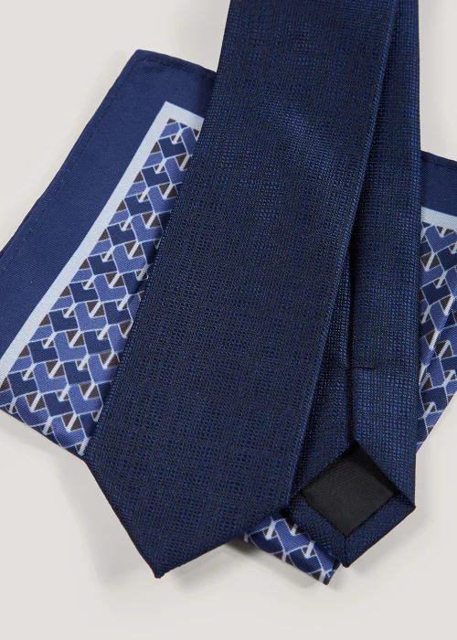 Taylor & Wright Navy Tie & Geo Pocket Square Set Image 2