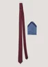 Taylor & Wright Burgundy Tie & Navy Geo Pocket Square Set Image 1