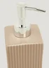 Beige Ridged Square Ceramic Soap Dispenser (18cm x 7cm x 7cm) Image 2