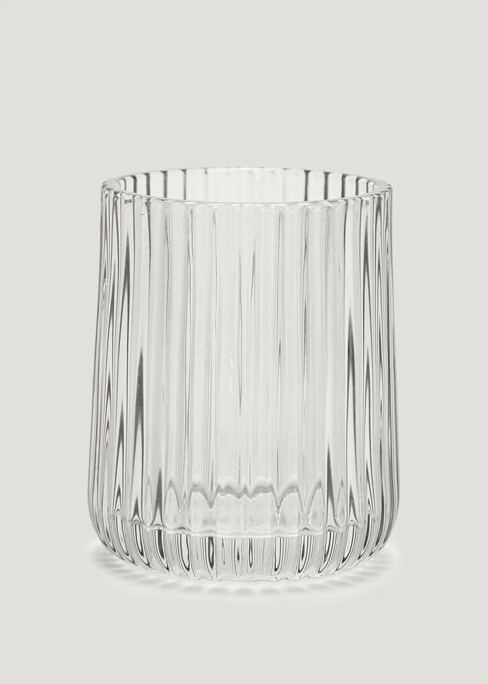 Grey Ribbed Glass Bathroom Tumbler Image 1
