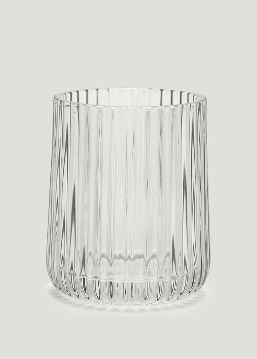 Grey Ribbed Glass Bathroom Tumbler Image 1
