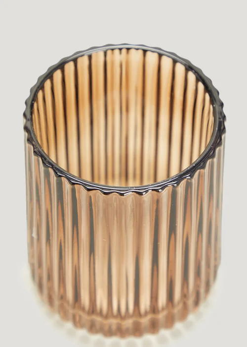 Amber Ribbed Glass Bathroom Tumbler Image 2