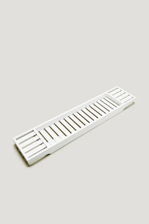 White Bamboo Bath Tray (70cm x 18cm x 35cm) Image 1