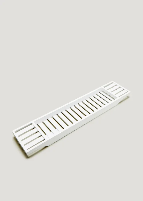 White Bamboo Bath Tray (70cm x 18cm x 35cm) Image 5