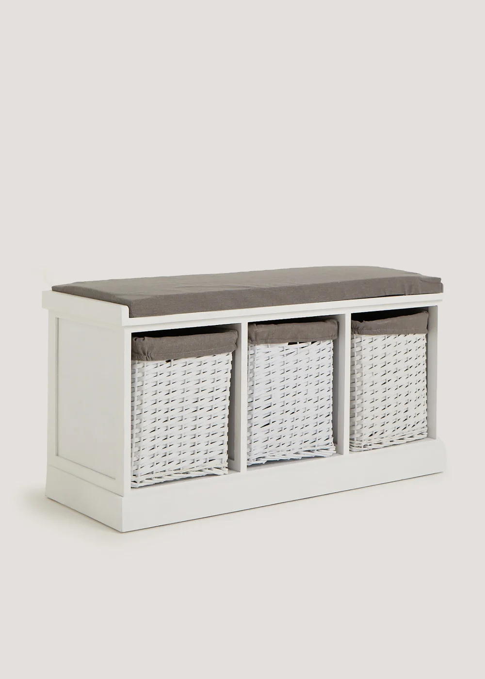 White Woven Floor Bench Storage Unit (90cm x 35cm x 46cm) Image 1